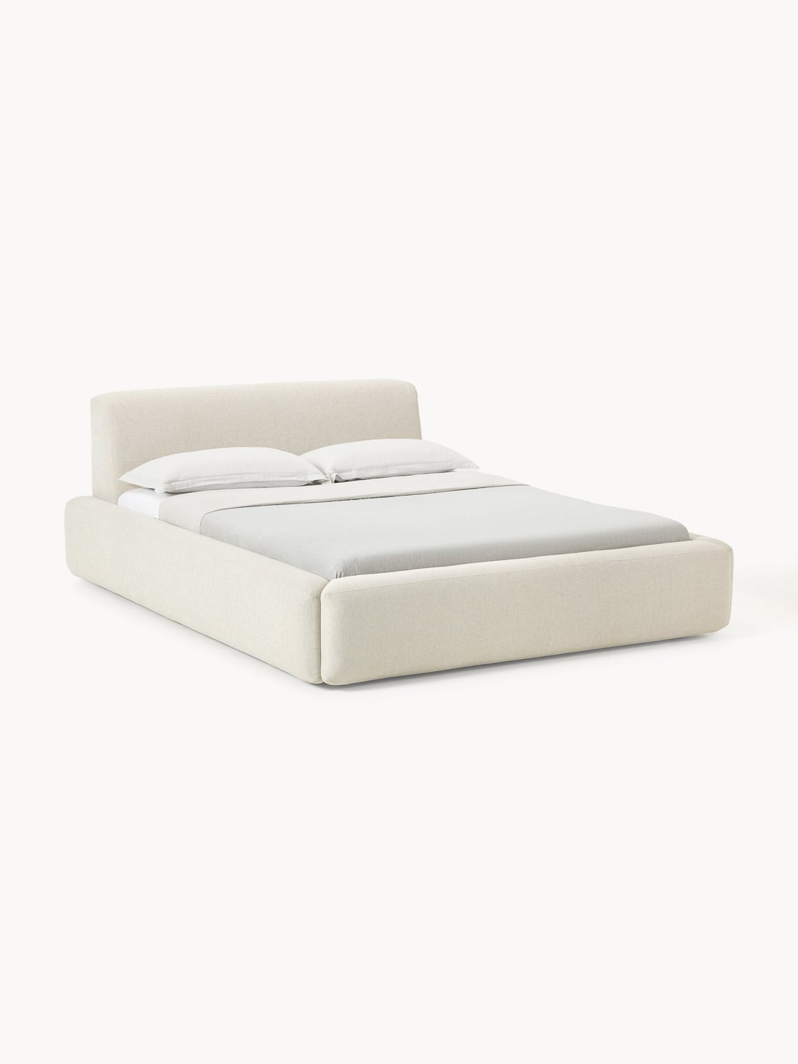 Melva Upholstered Bed with Storage — Off-White