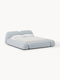 Wolke Bouclé Upholstered Bed with Storage — Light Grey