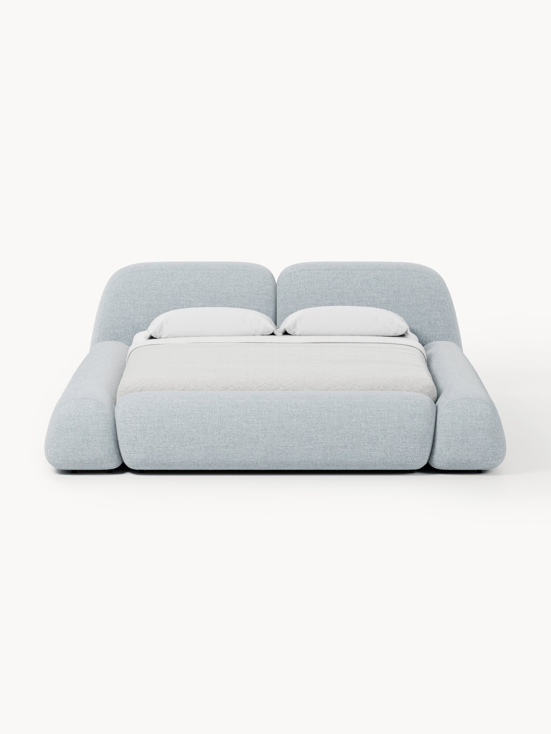 Wolke Bouclé Upholstered Bed with Storage — Light Grey