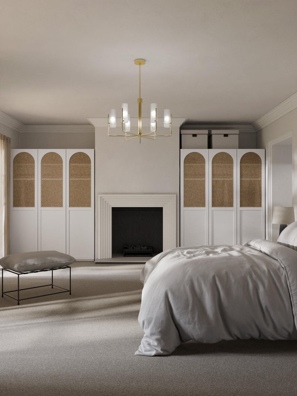 Jeanne Modular Hinged-Door Wardrobe, 150 cm Width, in various sizes — Light Grey
