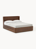 Allow Wooden Bed with Drawers — Taupe