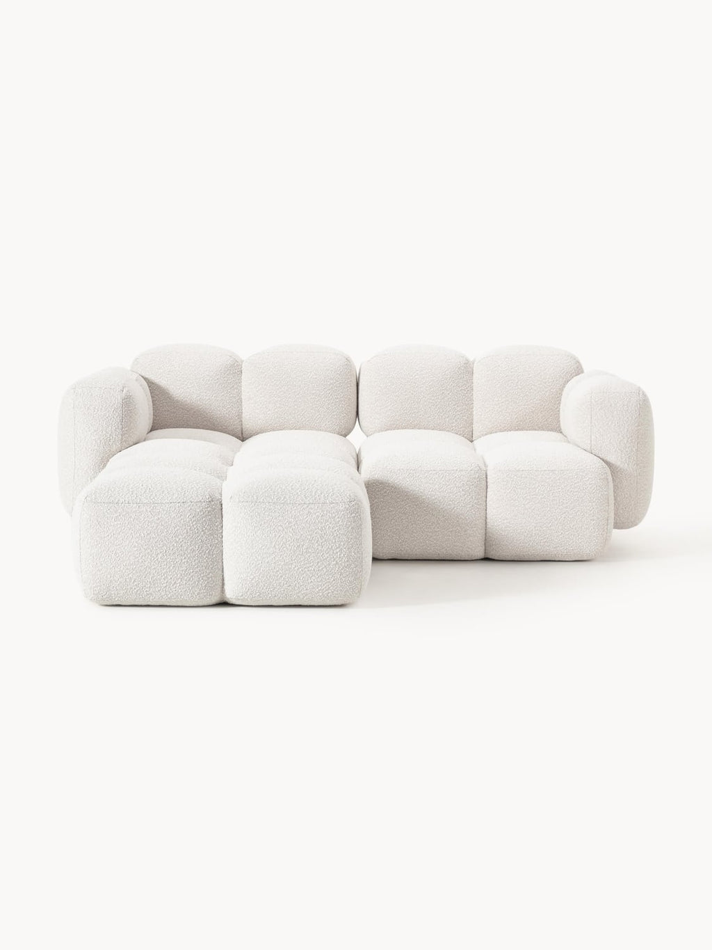 Tayla Modular Sofa (3-seater) in Bouclé with Ottoman (left/right) — Off-White