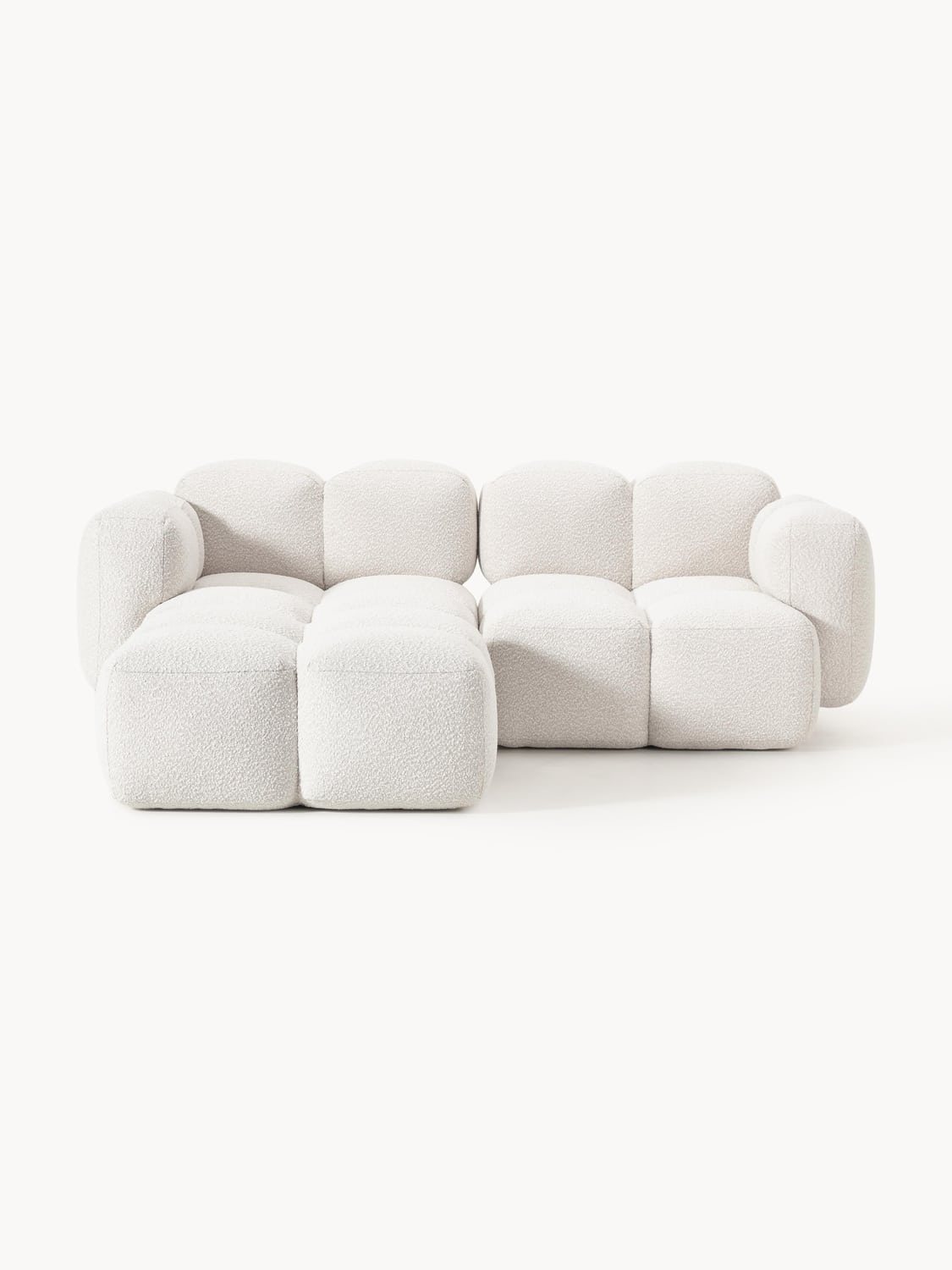 Tayla Modular Sofa (3-seater) in Bouclé with Ottoman (left/right) — Off-White