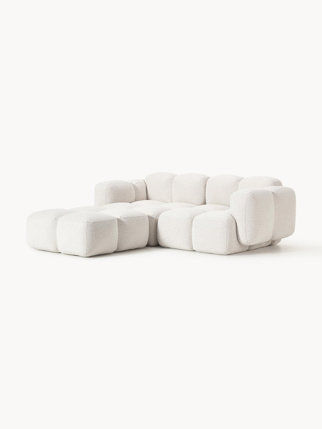 Tayla Modular Sofa (3-seater) in Bouclé with Ottoman (left/right) — Off-White