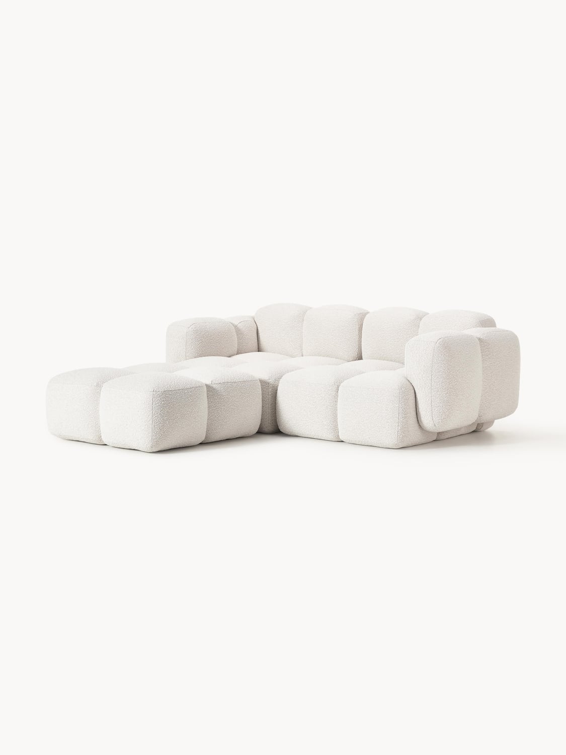 Tayla Modular Sofa (3-seater) in Bouclé with Ottoman (left/right) — Off-White