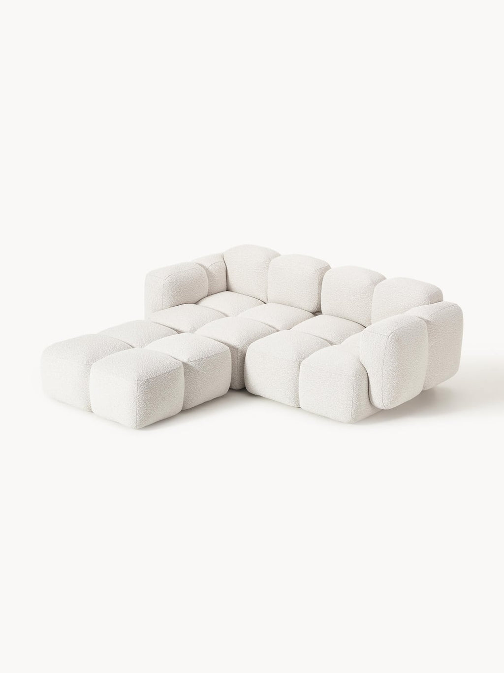 Tayla Modular Sofa (3-seater) in Bouclé with Ottoman (left/right) — Off-White