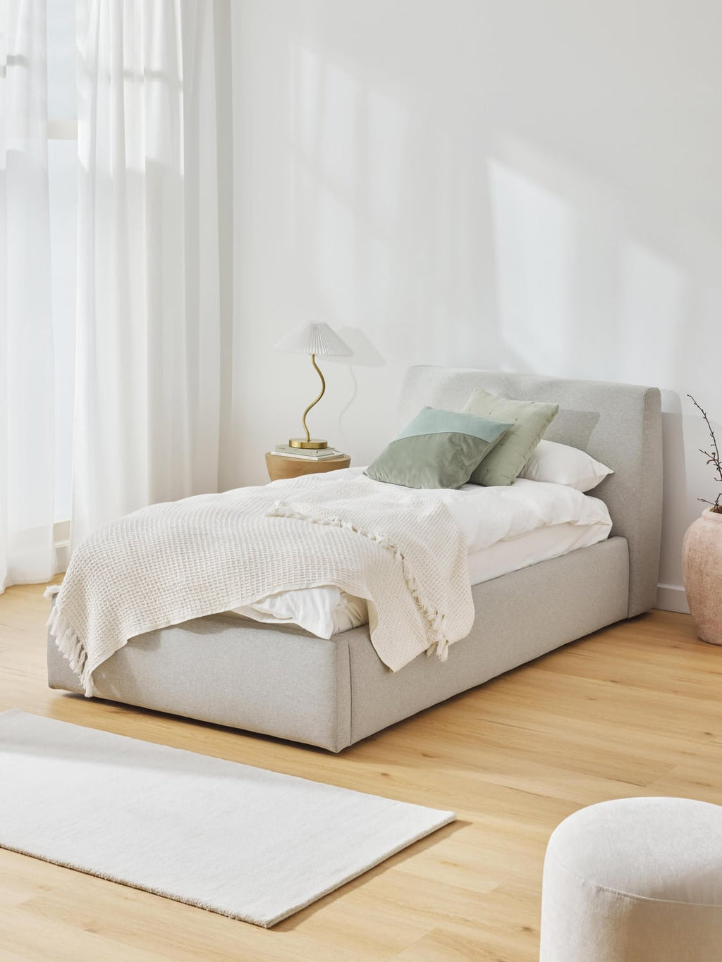Cloud Single Bed — Pearl Grey