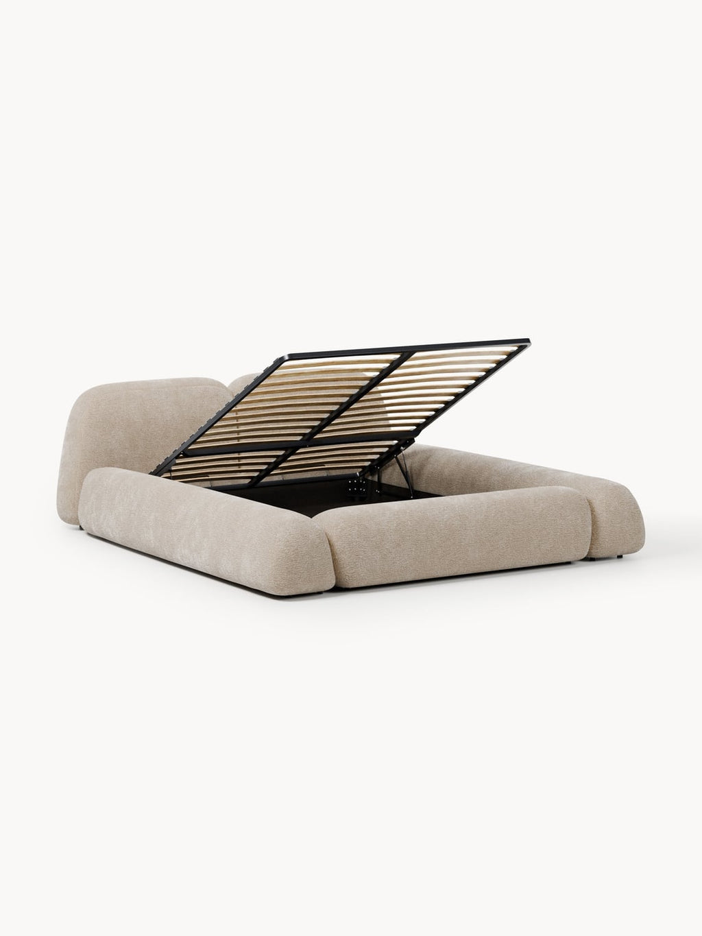 Wolke Upholstered Bed with Storage — Oatmeal