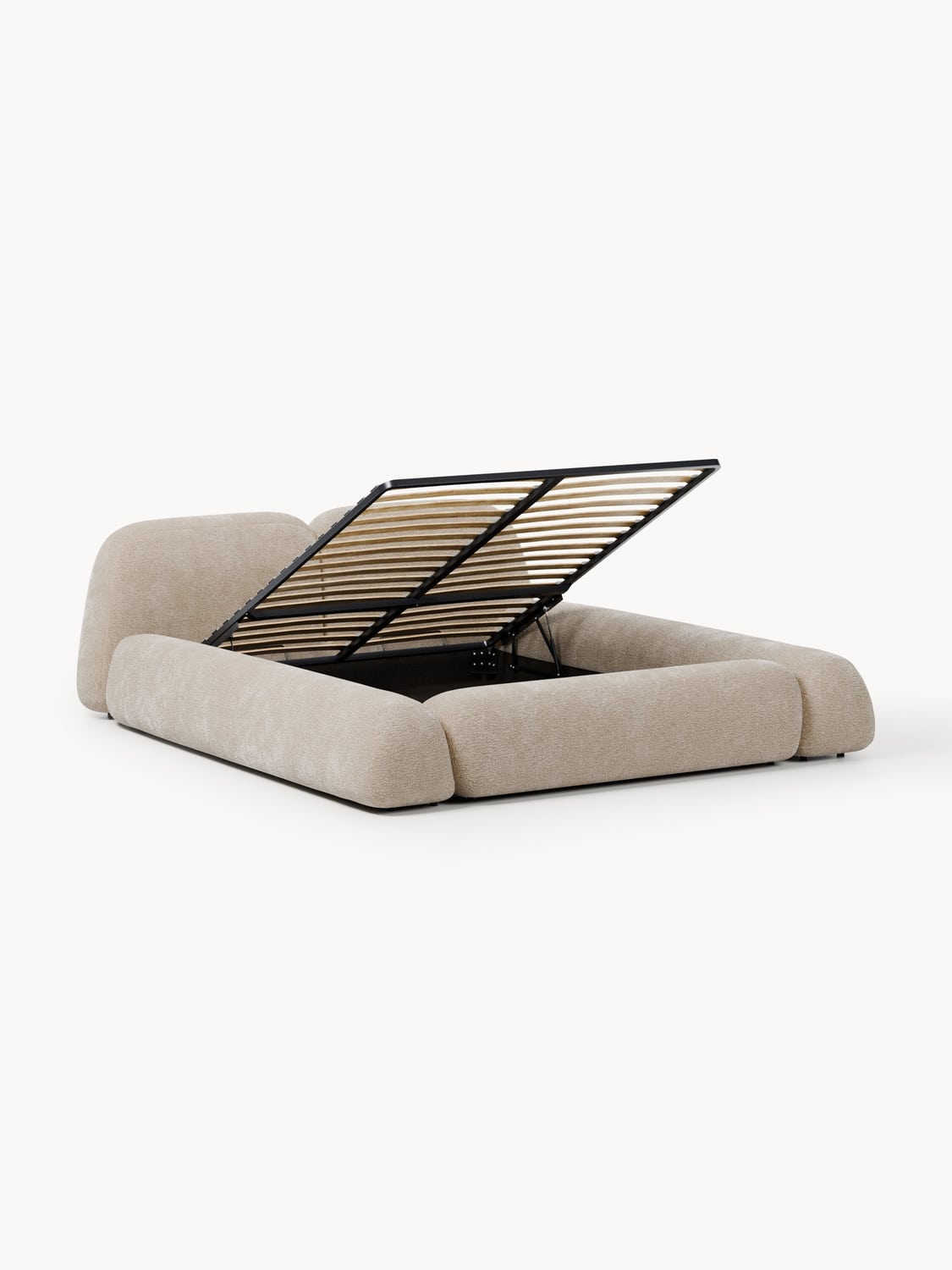 Wolke Upholstered Bed with Storage — Oatmeal