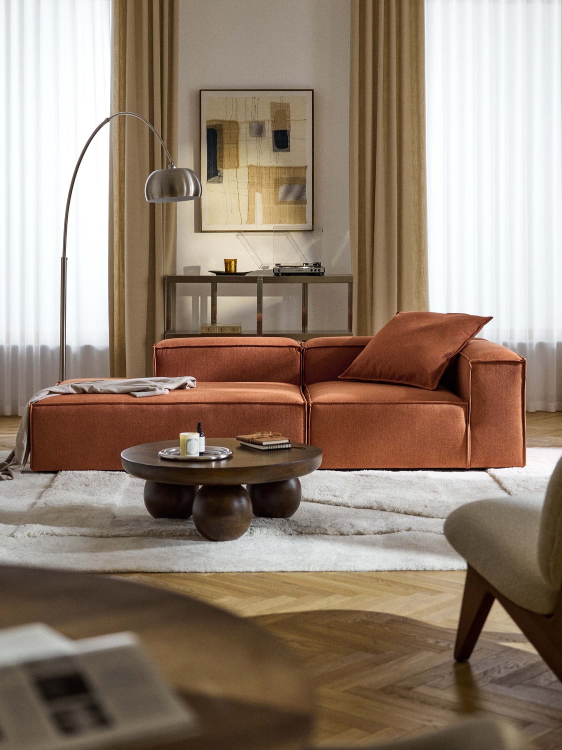Lennon Modular Ottoman — Terracotta