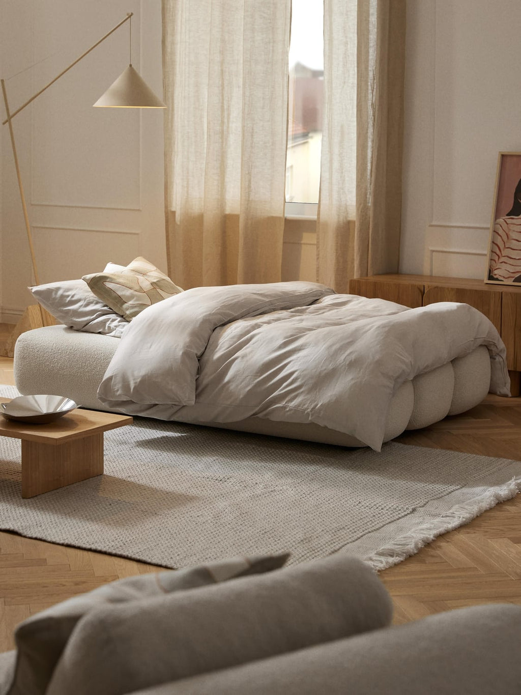 Caterpillar Teddy-Sofa Bed (3-seater) — Blush