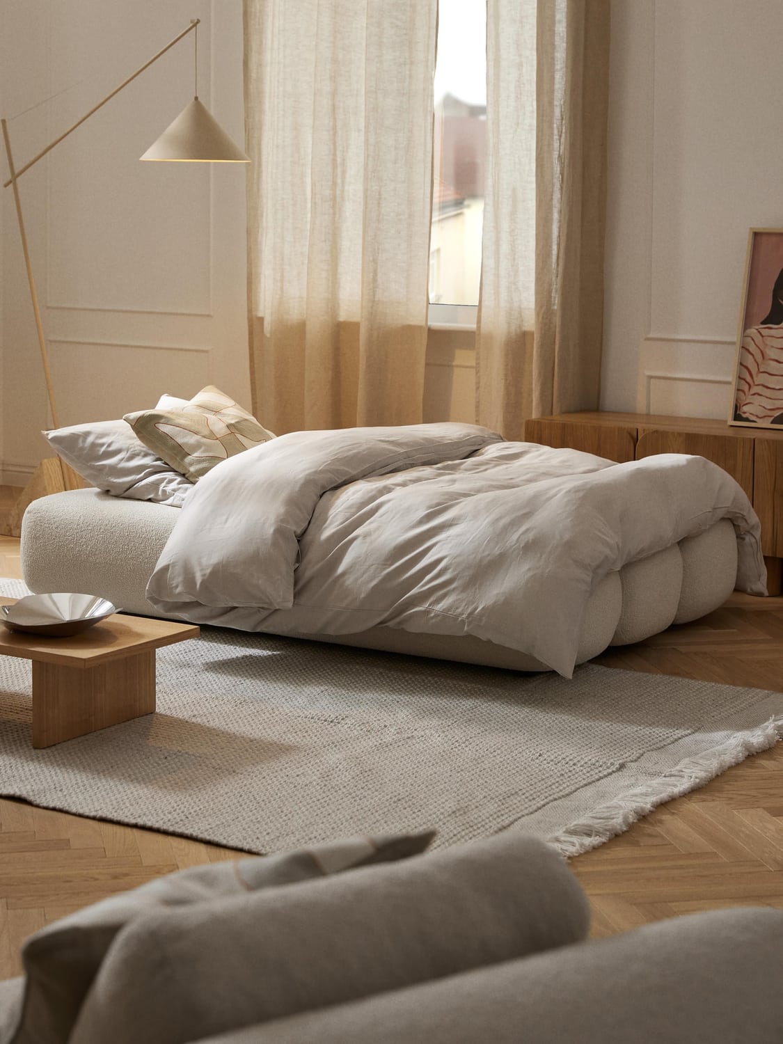 Caterpillar Teddy-Sofa Bed (3-seater) — Blush