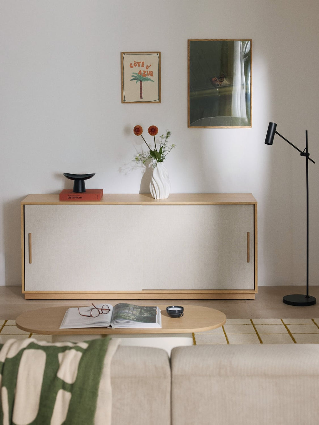 Wisp Wooden Sideboard with Upholstered Front — Oatmeal