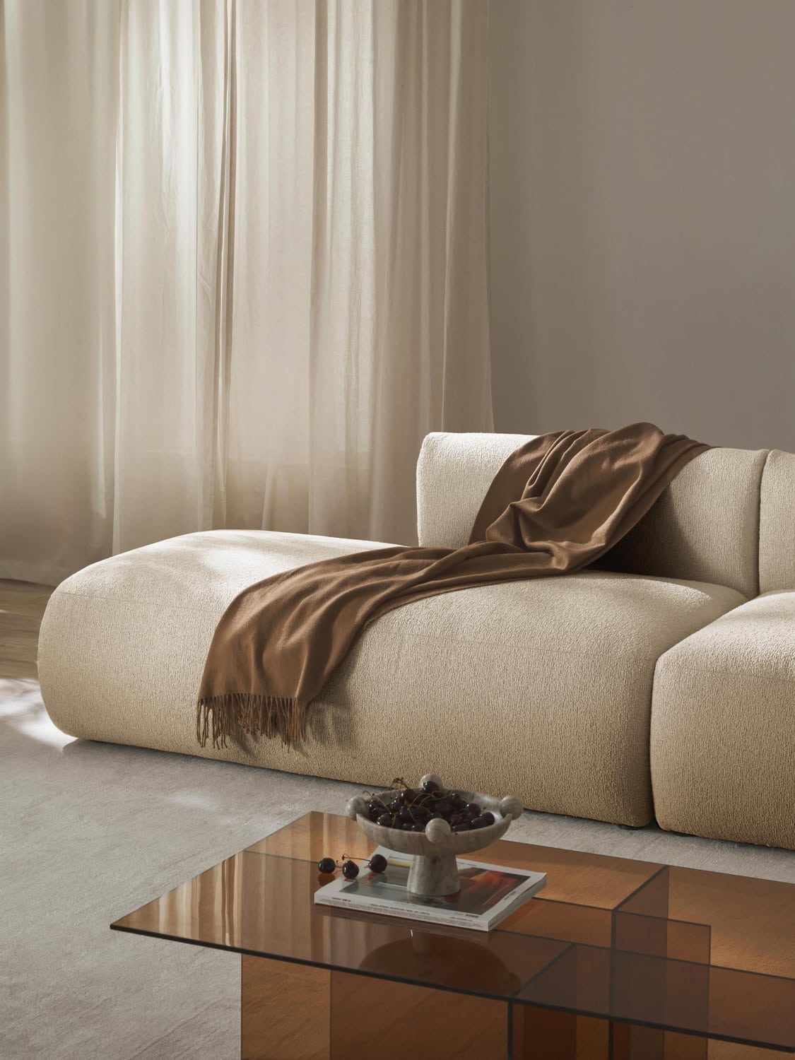 Sofia Bouclé-Chaise-Module — Off-White