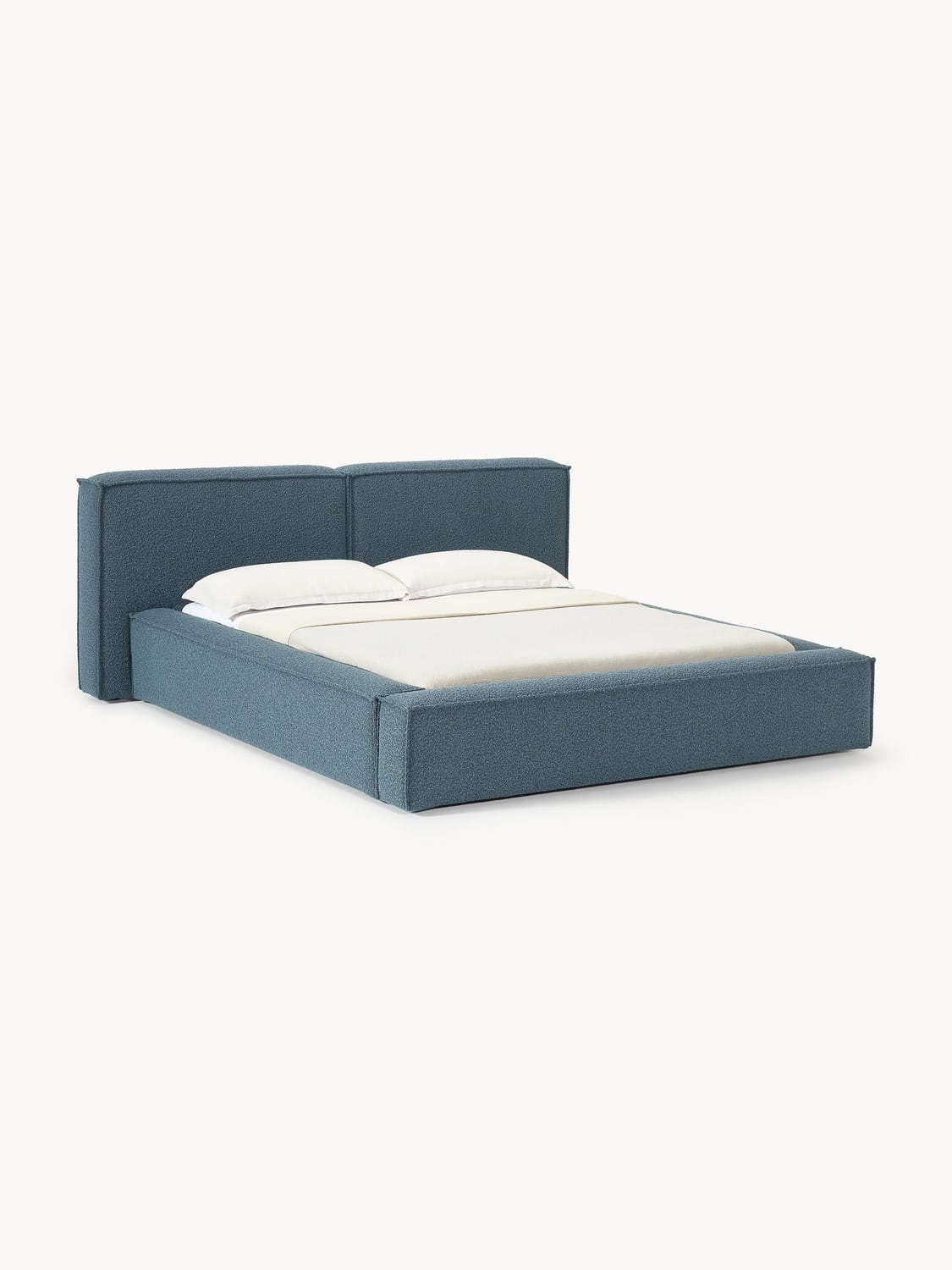 Lennon Bouclé Upholstered Bed with Storage — Grey