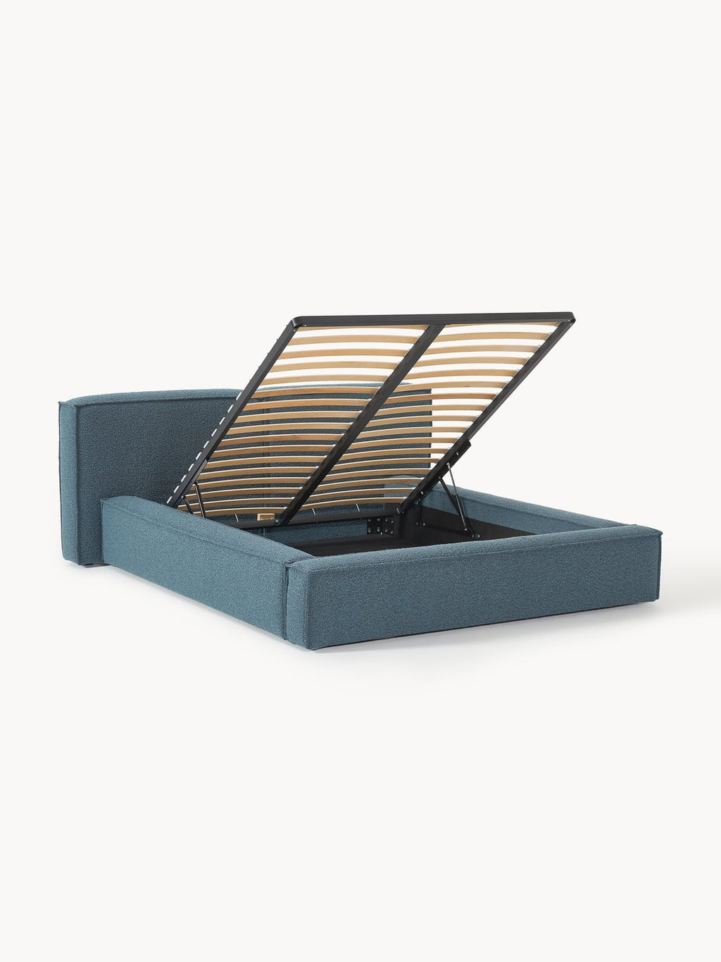 Lennon Bouclé Upholstered Bed with Storage — Grey