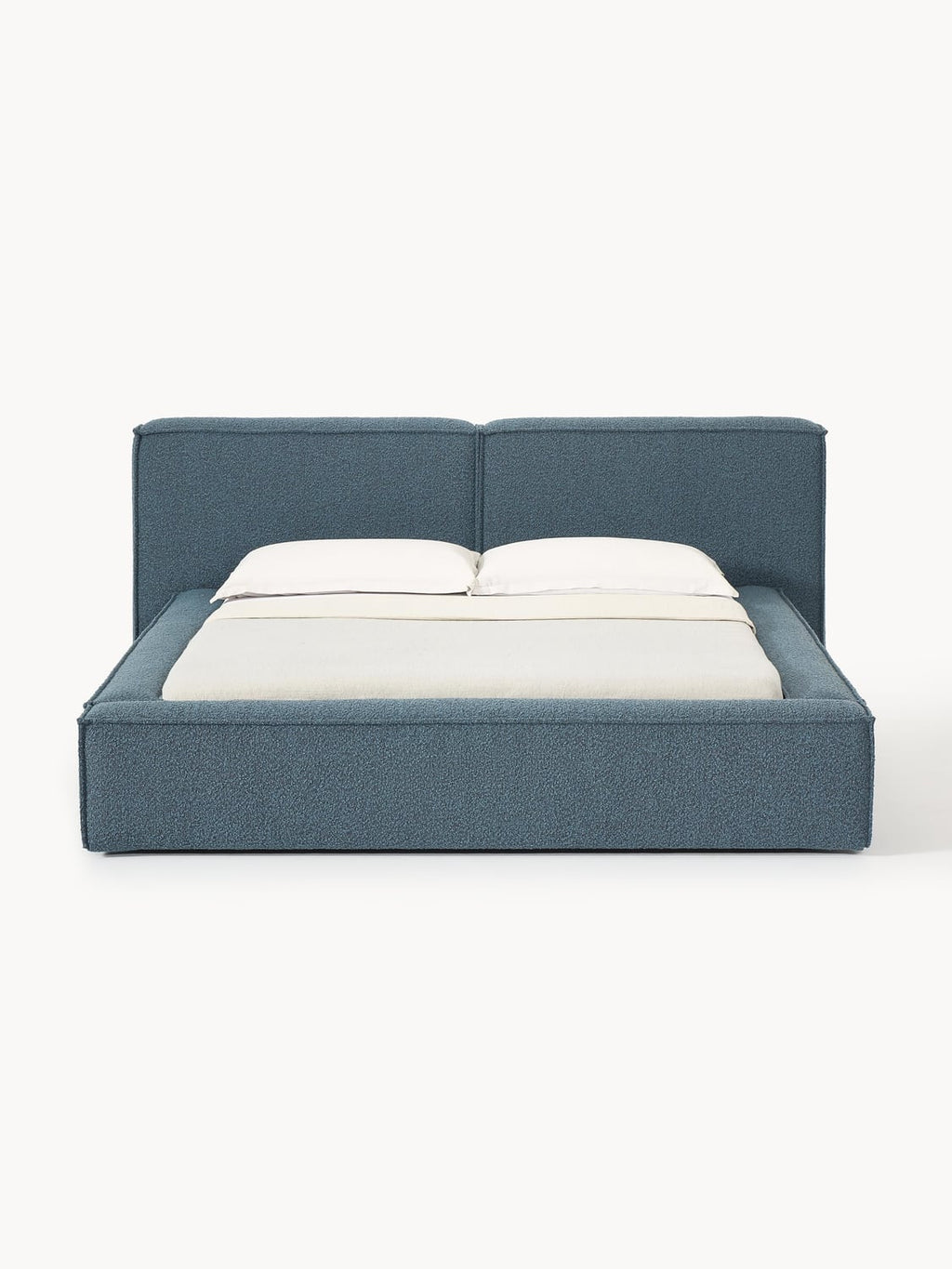Lennon Bouclé Upholstered Bed with Storage — Grey