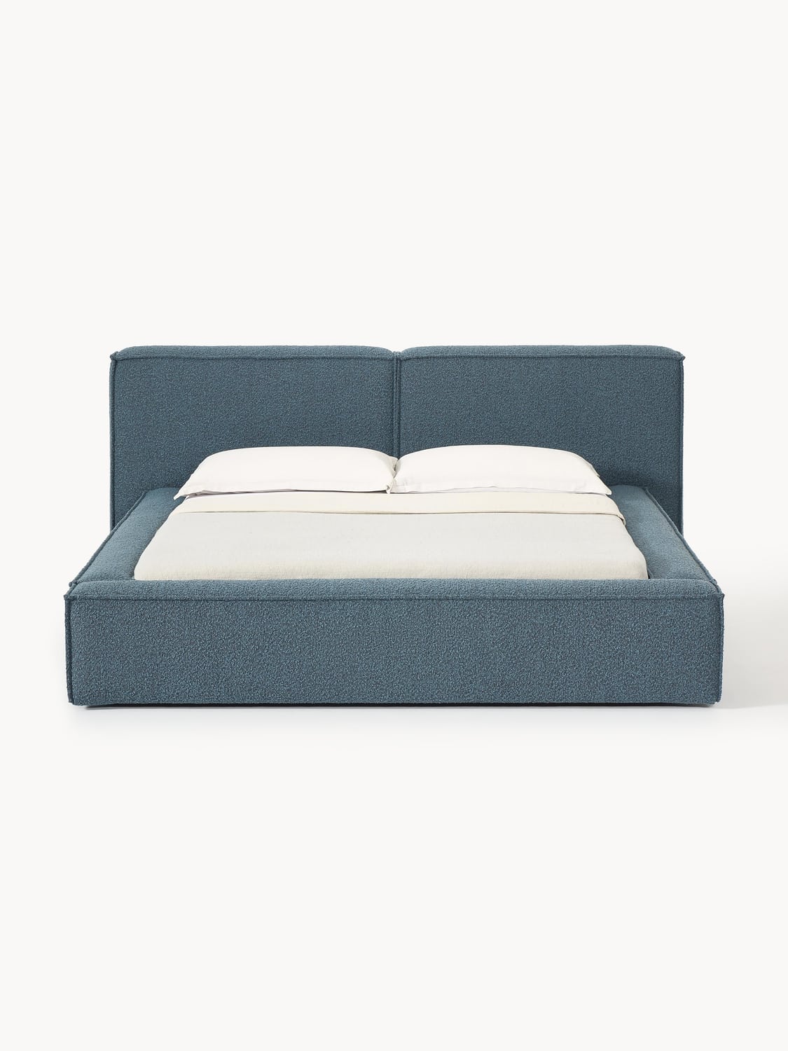 Lennon Bouclé Upholstered Bed with Storage — Grey