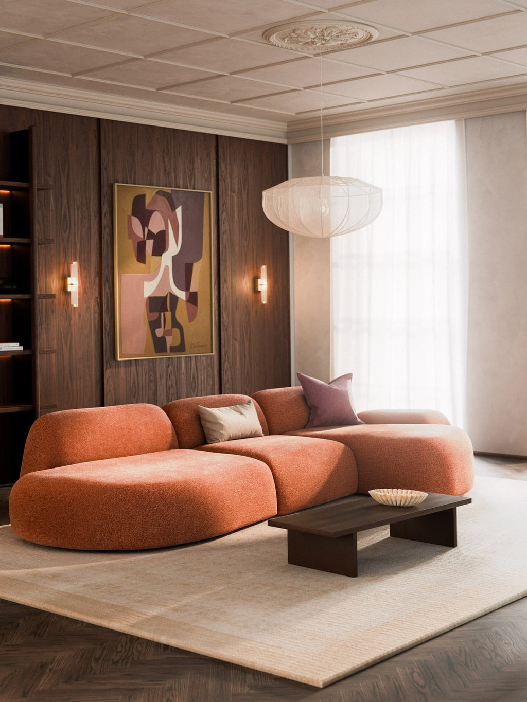 Wolke Modular Corner Sofa (4-seater) with Chaise Longue — Caramel