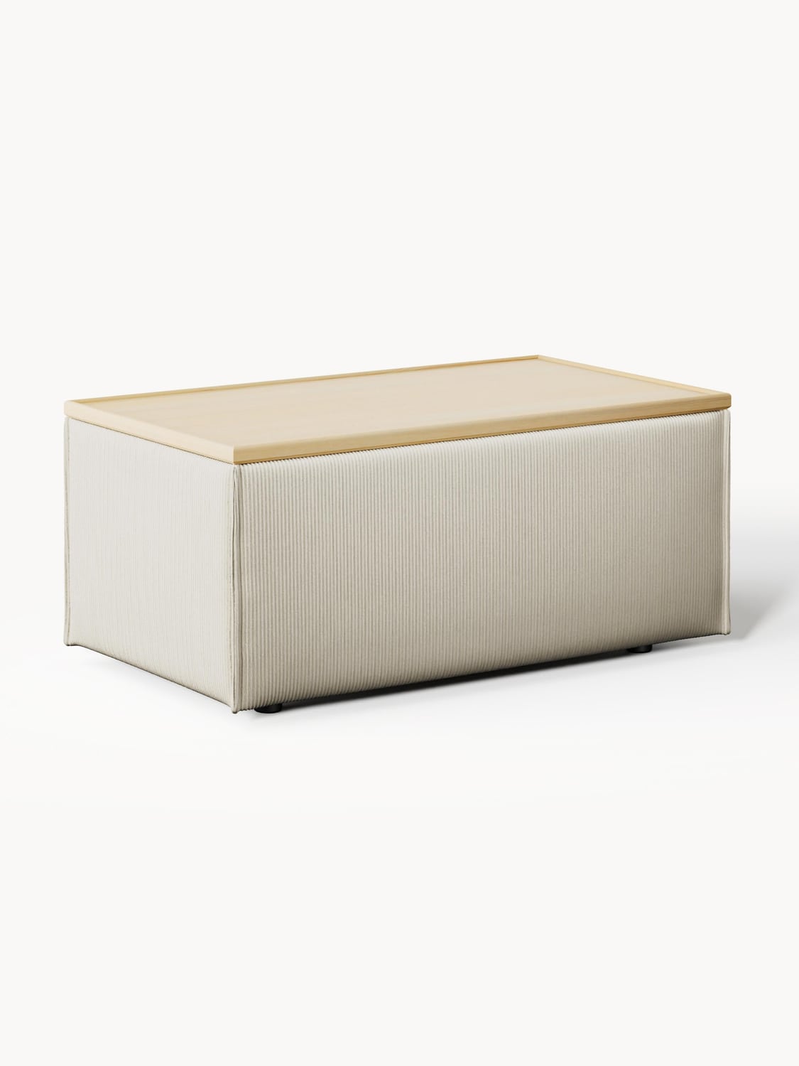 Lennon Sofa Ottoman in Corduroy with Storage — Sand Beige