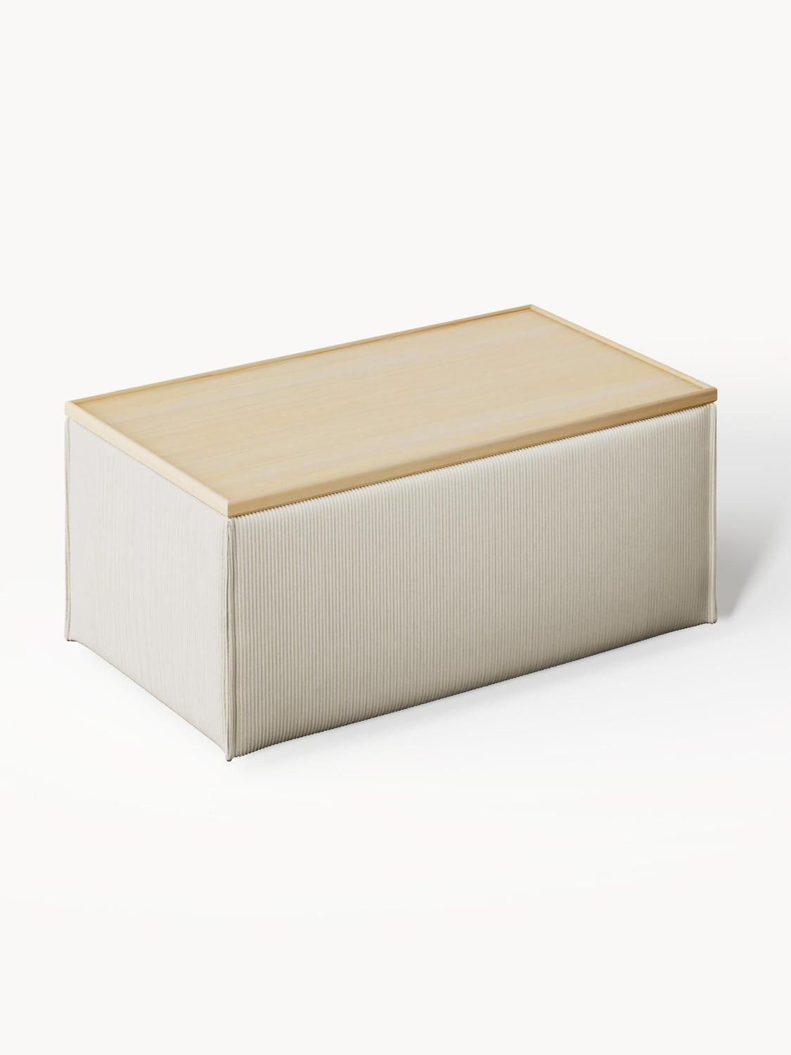 Lennon Sofa Ottoman in Corduroy with Storage — Sand Beige