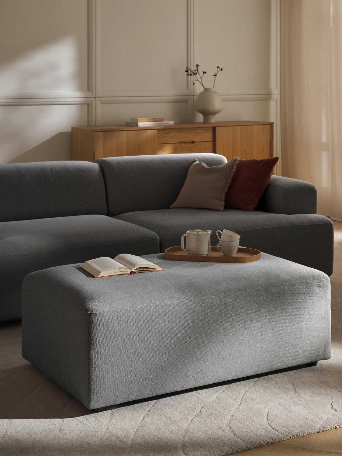 Melva XL Sofa Ottoman, B 116 x T 72 cm — Green
