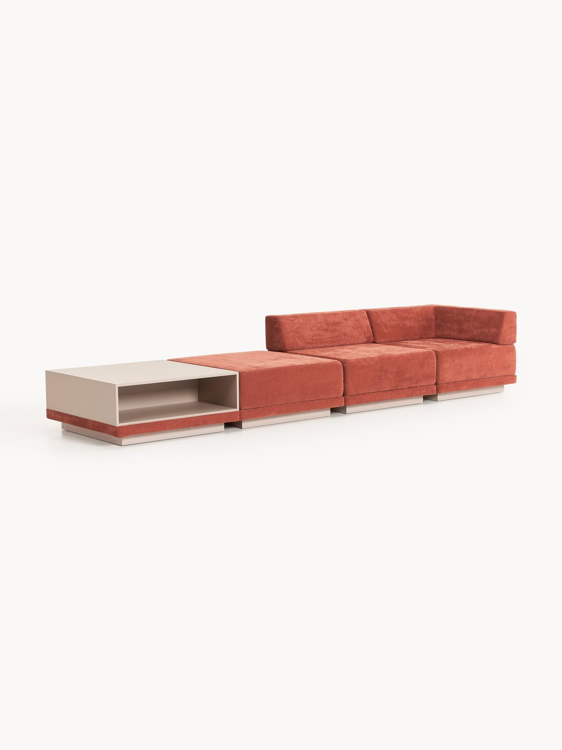 Colin Modular Sofa (4-seater) with Coffee Table & Ottoman — Caramel