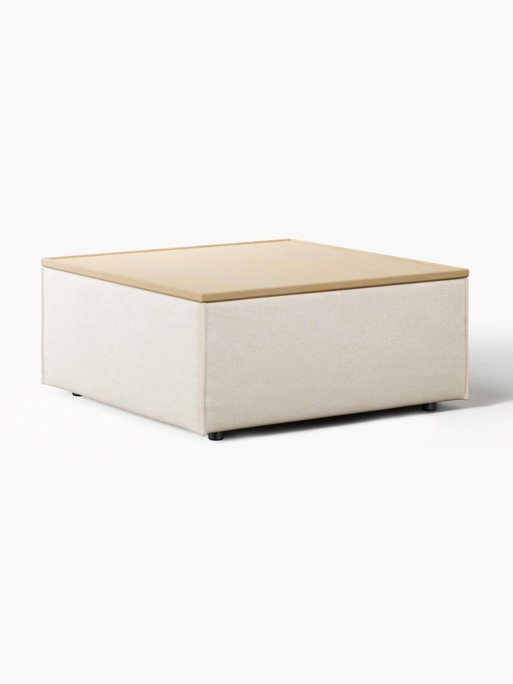 Lennon Sofa Ottoman in Linen Blend with Storage — Beige