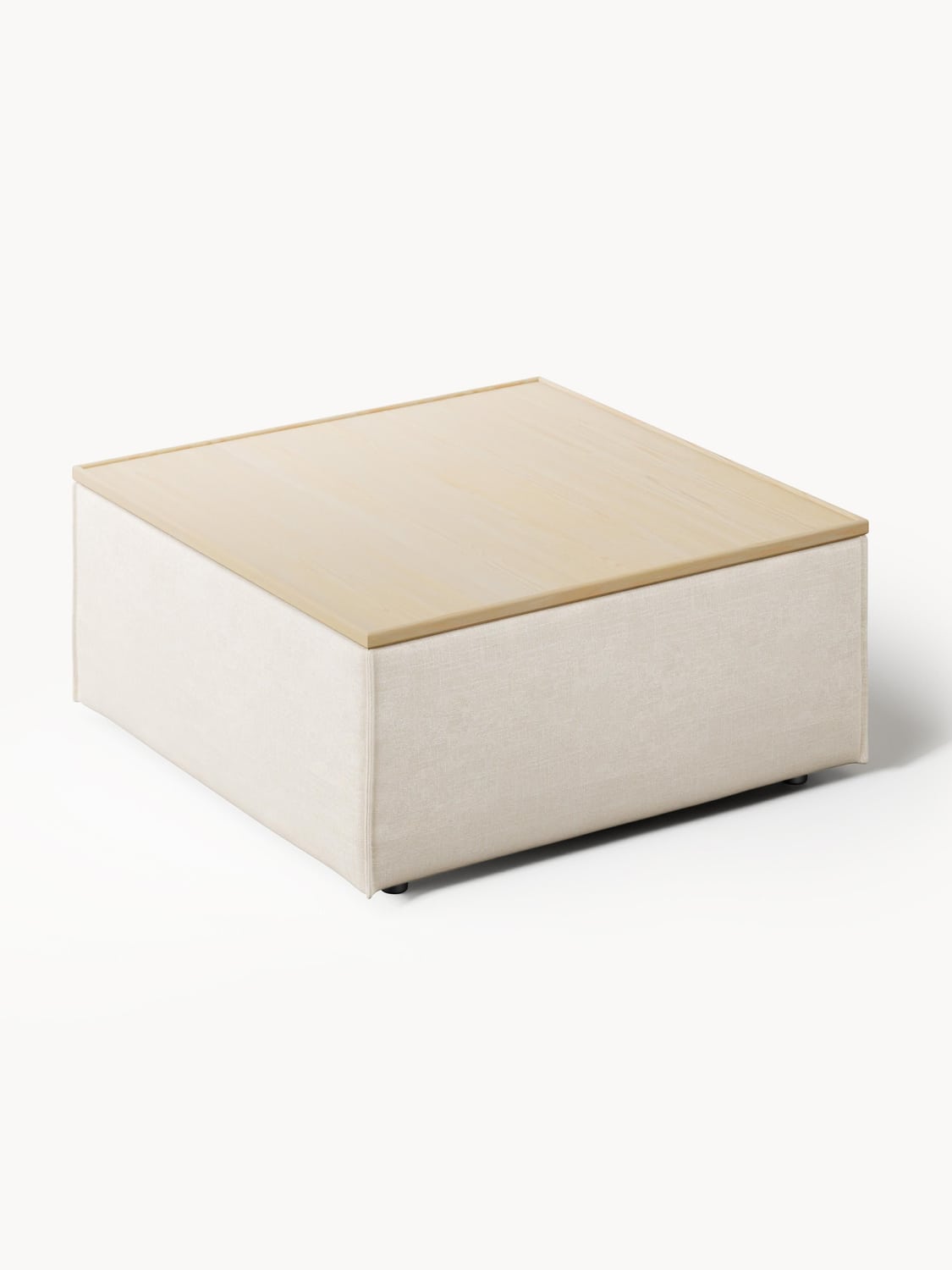 Lennon Sofa Ottoman in Linen Blend with Storage — Beige
