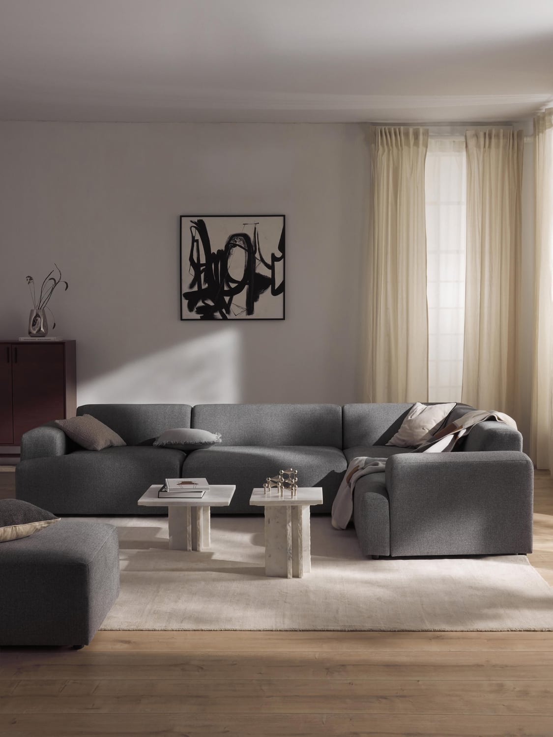 Melva Large Corner Sofa (4-seater) — Slate Grey