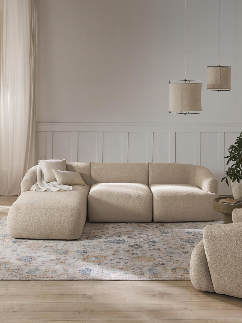 Sofia Modular Bouclé Corner Sofa (3-seater) — Blush