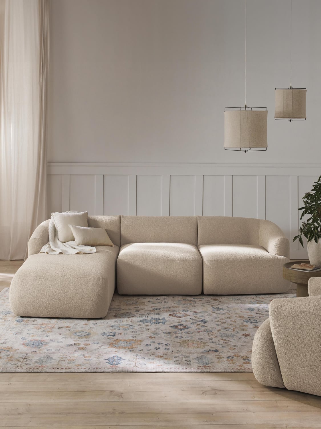 Sofia Modular Bouclé Corner Sofa (3-seater) — Blush