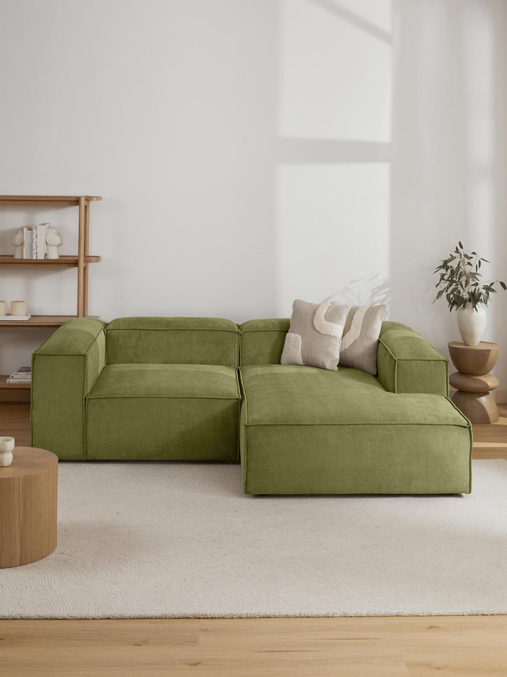 Lennon Ottoman Corner Module in Corduroy — Mushroom