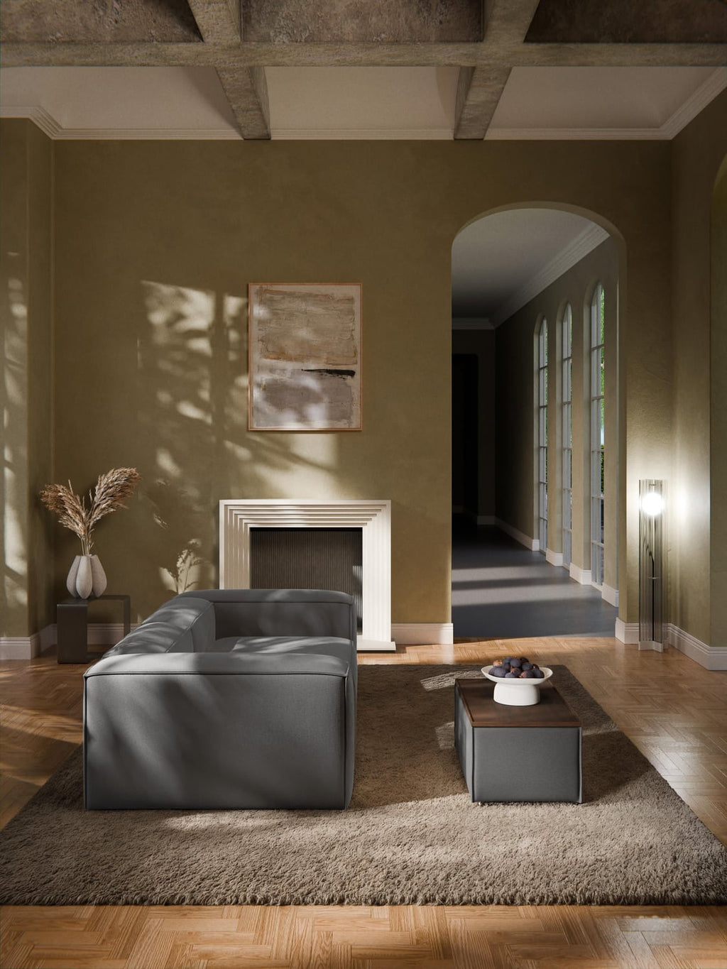 Lennon Sofa Ottoman with Storage — Graphite Grey