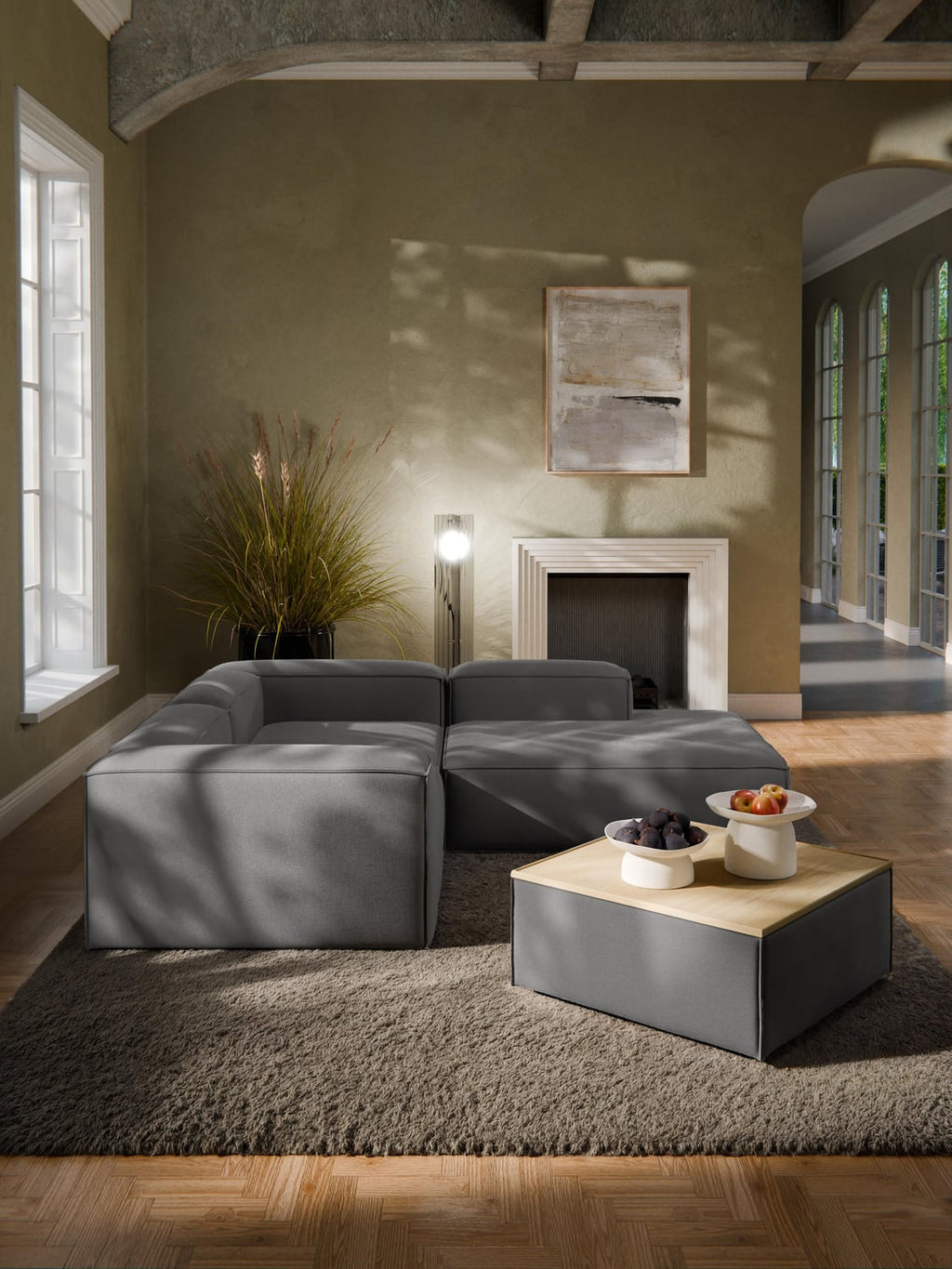 Lennon Sofa Ottoman with Storage — Iron Grey