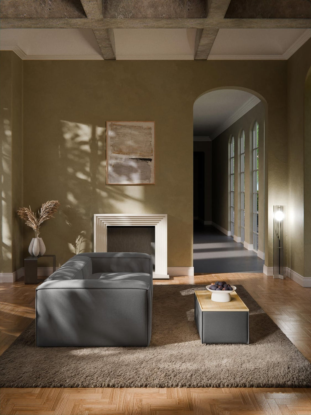 Lennon Sofa Ottoman with Storage — Shadow Grey