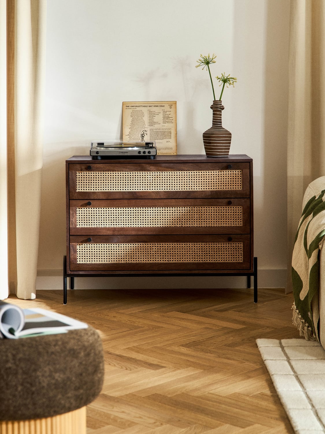 Vienna Chest of Drawers with Viennese Cane — Camel