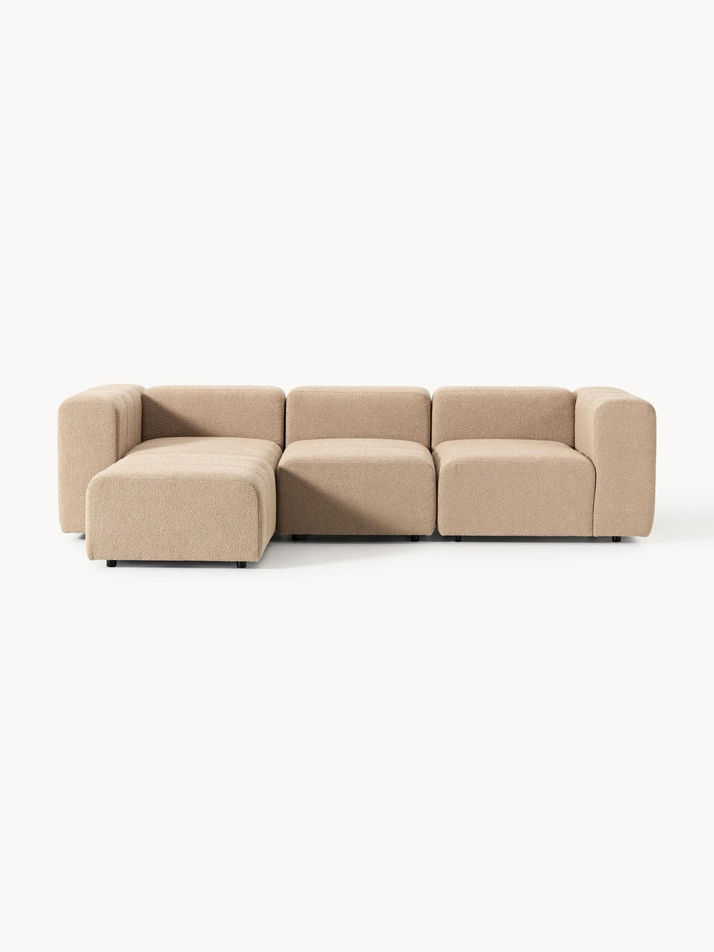 Lena Modular Bouclé Sofa (4-seater) with Ottoman (left/right) — Warm Grey