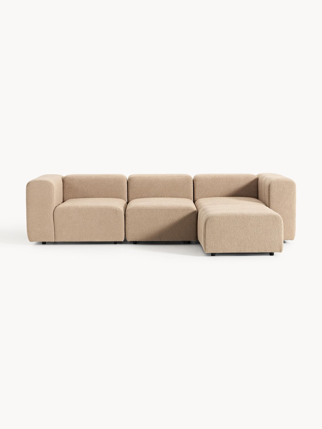 Lena Modular Bouclé Sofa (4-seater) with Ottoman (left/right) — Warm Grey