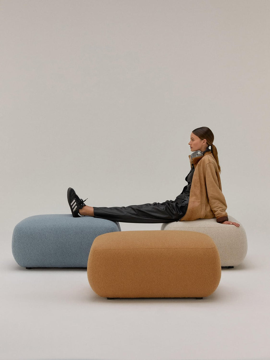 Sofia Bouclé Ottoman — Caramel