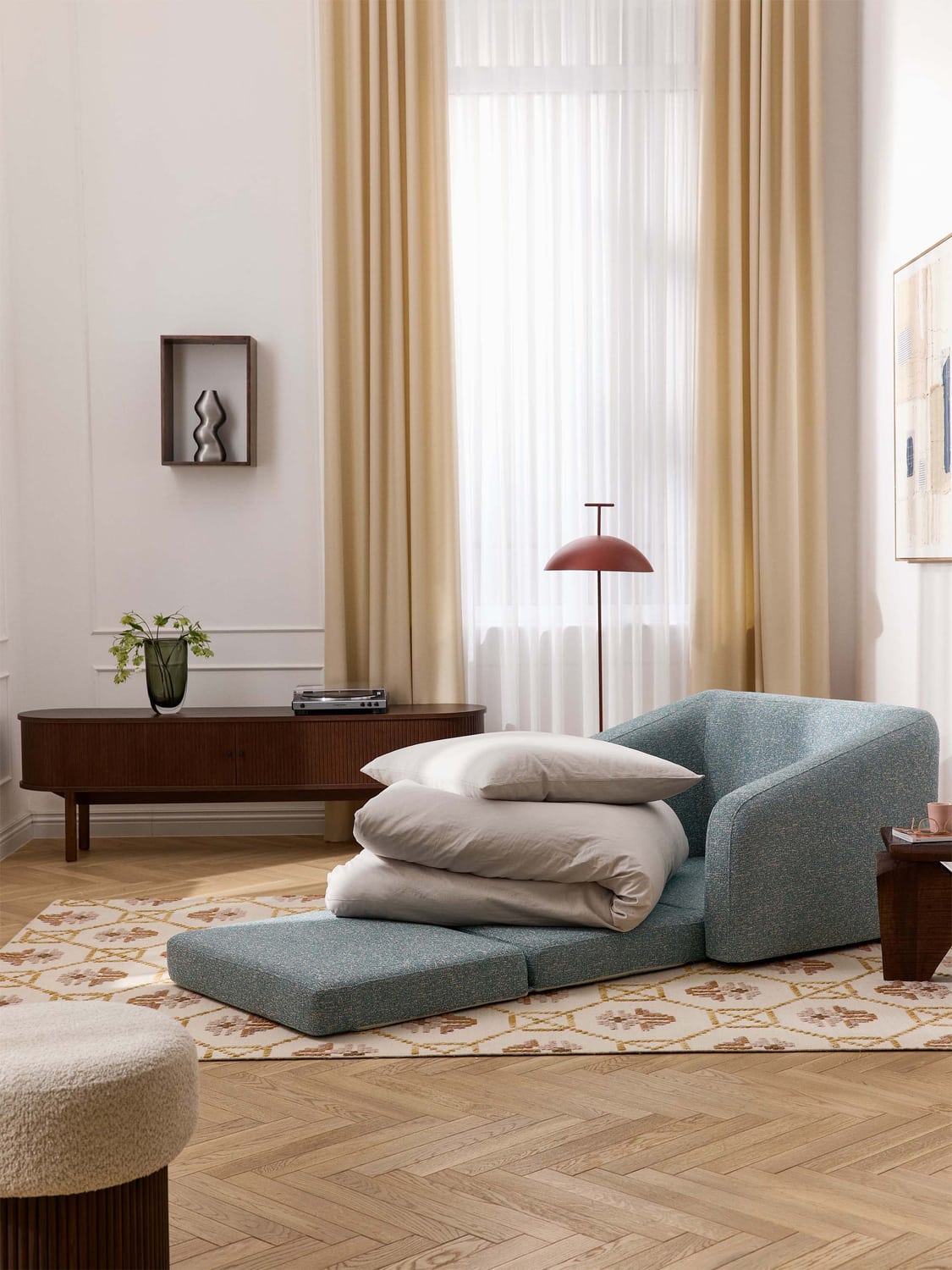 Eliot Bouclé-Sleeper Chair — Grey