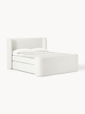 Perla Bouclé-Box-Spring Bed — Off-White