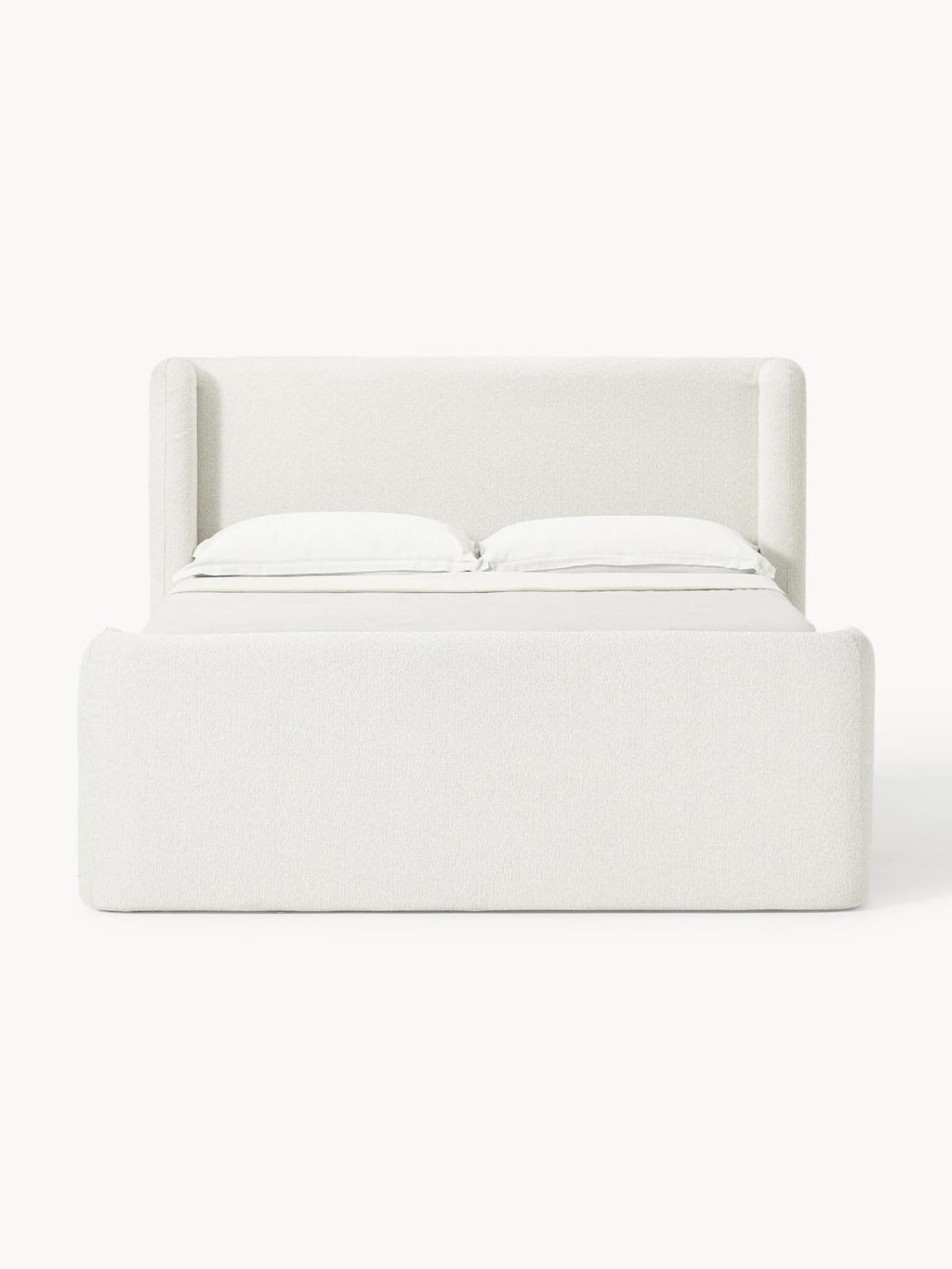 Perla Bouclé-Box-Spring Bed — Off-White
