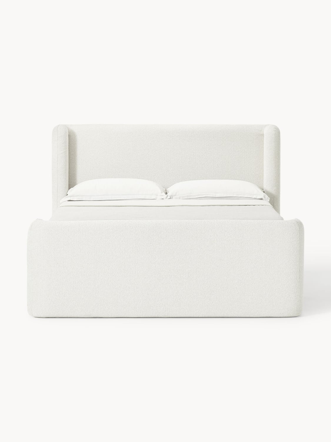 Perla Bouclé-Box-Spring Bed — Off-White