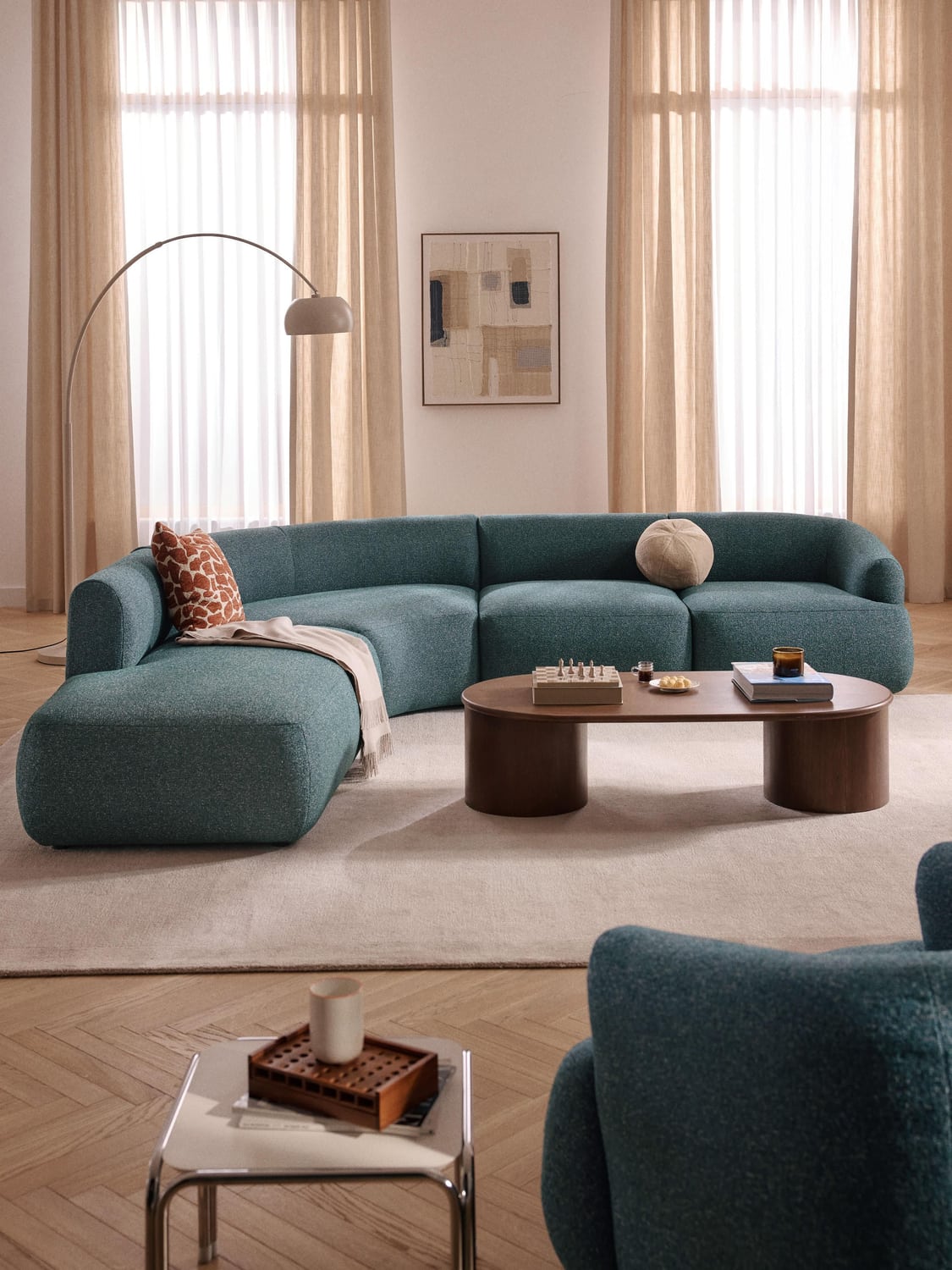 Sofia Modular Bouclé Corner Sofa (4-seater) — Petrol Blue