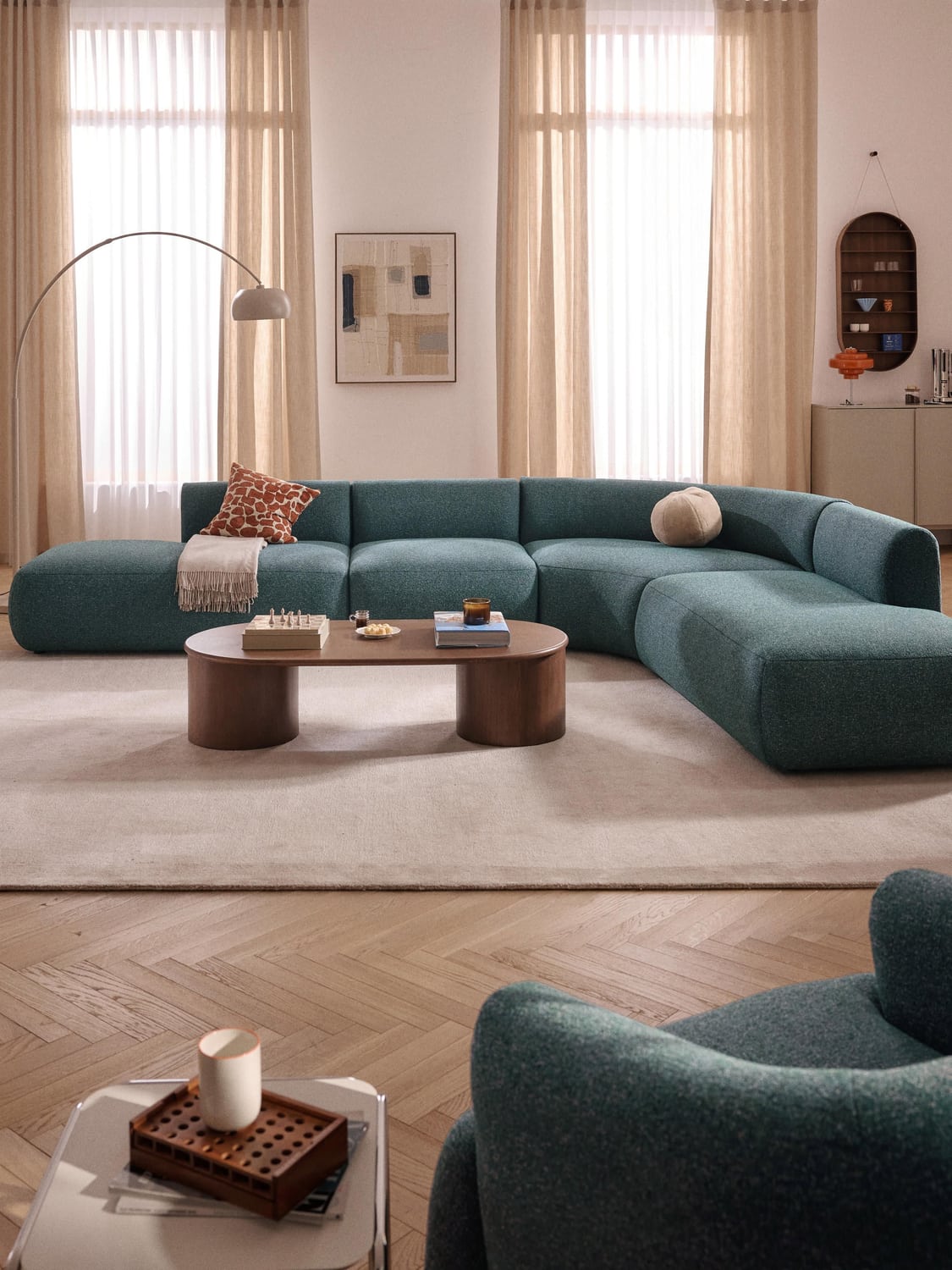 Sofia Modular Bouclé Corner Sofa (4-seater) — Sea Green