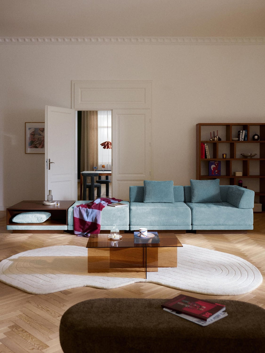 Colin Modular Sofa (4-seater) with Coffee Table & Ottoman — Lilac