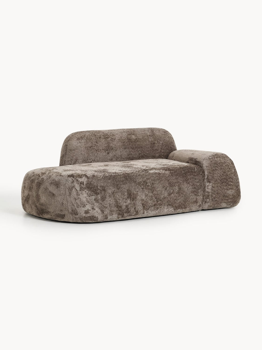 Wolke Teddy Bouclé Sofa (2-seater) with Chaise Longue — Taupe