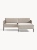 Fluente Small Velvet-Corner Sofa — Oatmeal