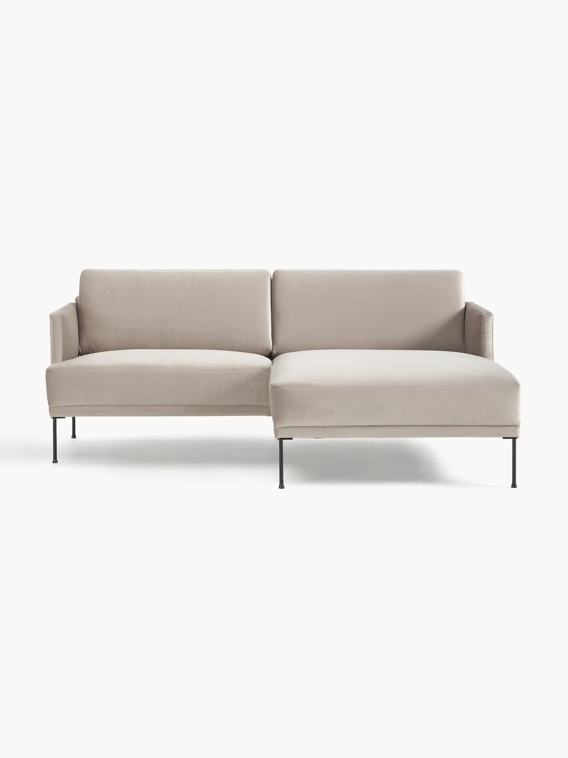 Fluente Small Velvet-Corner Sofa — Oatmeal